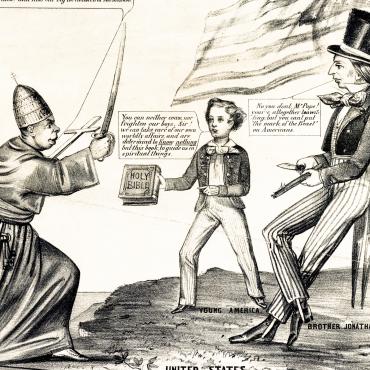 Nativist Political Cartoon Warns of Catholic 'Threat,' 1855 Teaser