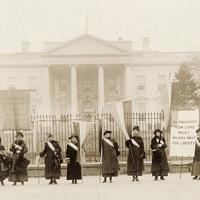 One of the many picket lines suffragists organized outside of the White House in 1917.