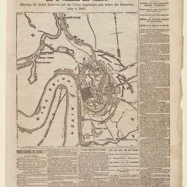 Vicksburg Victory Map, July 8, 1863