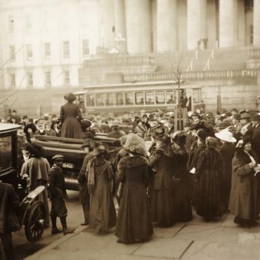 Suffragist Mary Beard Addresses Crowd, 1913